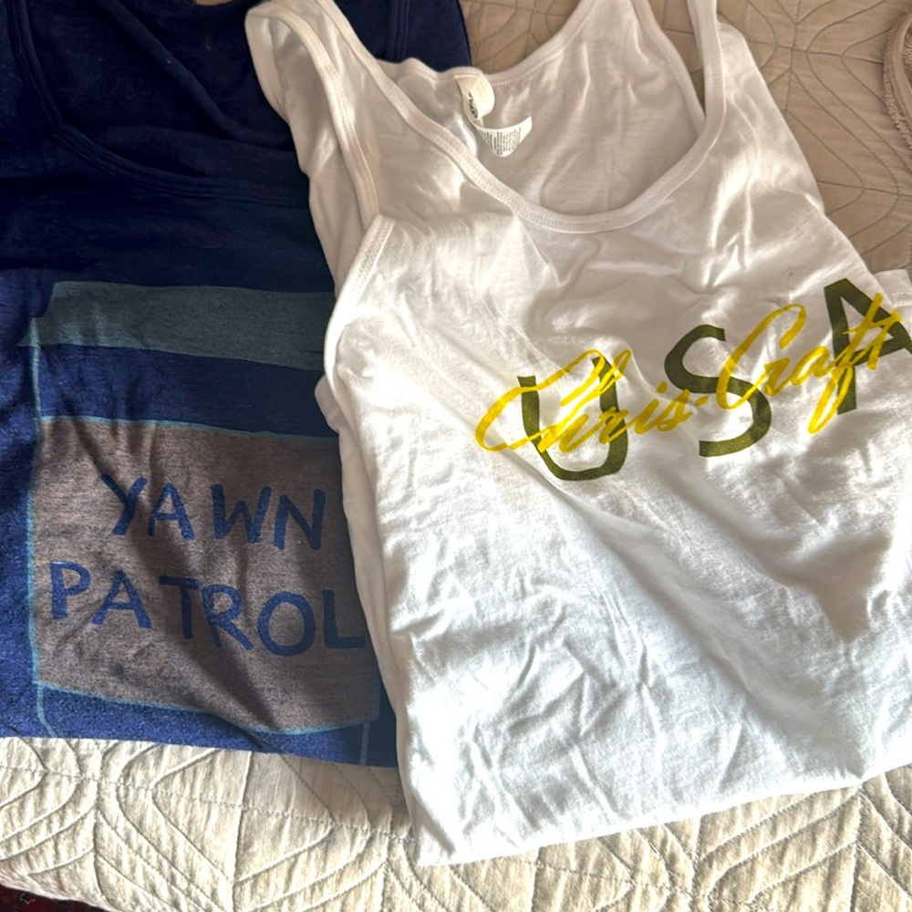 Yawn patrol and Chris Craft USA tank tops large